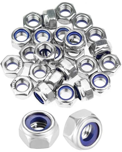 Zeayebsr Écrous M8 Inox A2 V2A - Lot 40 Écrous Hexagonaux DIN 985 d'Arrêt