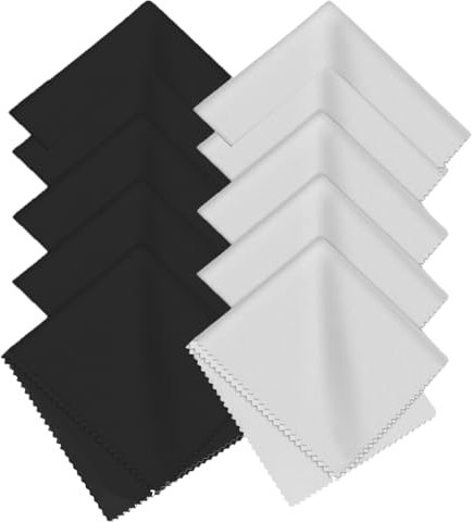 10 PCS Glasses Cloth for Spectacles, Glasses Cleaning Cloth, Microfibre Cloth Glasses, Lint Free and Ultra Fine Cleaning Cloths, For Lens, Eyeglasses, Screens, Tablets, Glasses(5 Black + 5 White)