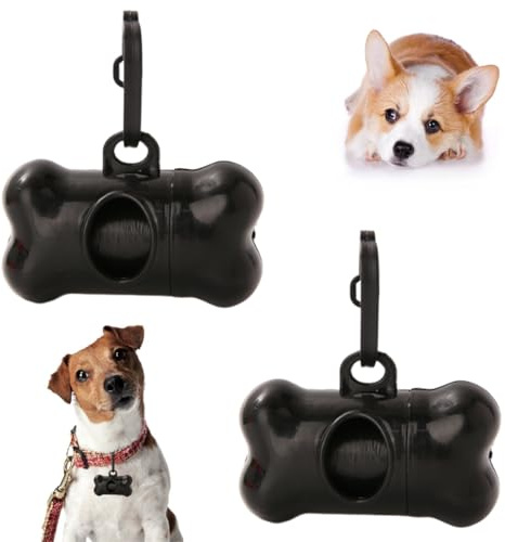 NHQZ Distributeur Sac à Crottes Chiens, Sacs à Caca pour Chien, Ramasse Crotte pour Chien, porte sac a crottes chien, 2 Pièces (Noir)