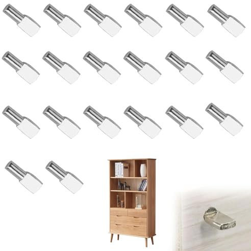20 pz tacchetti per scaffali, supporto per scaffali, tasselli, picchetti di fissaggio robusti per armadi e scrivanie, accessori di montaggio semplice, anti-corrosione, 5 mm x 18,5 mm