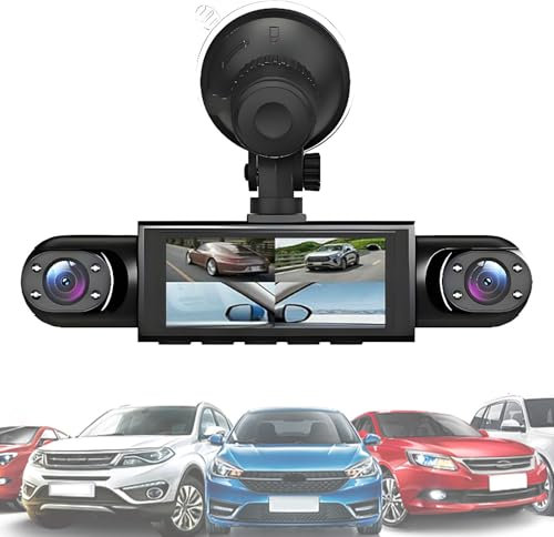 Dash Cam for Car - 4 Channel Battery Powered Dash Cam - Front Rear Left Right Recorder 1080P High Definition with 32G Card Reversing Image for Parking Driving Racing Security