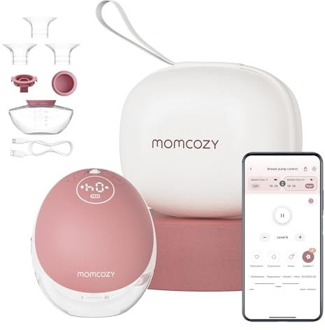Momcozy Sacaleches Manos Libres Mobile Flow | M9 Mejorado, Eléctrico y Controlado por App, Múltiples Modos & 15 Niveles, Sacaleches Portátil, 24 mm