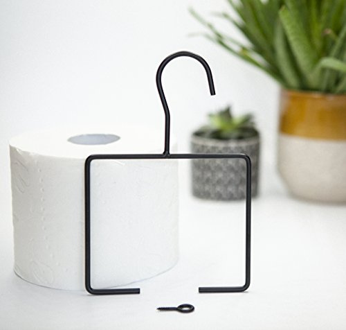 1x Natural Goods Berlin Toilettenpapierhalter, Schwarz, Weiß und Industrial, einfache, punktuelle Montage, minimalistisches Design (Schwarz)