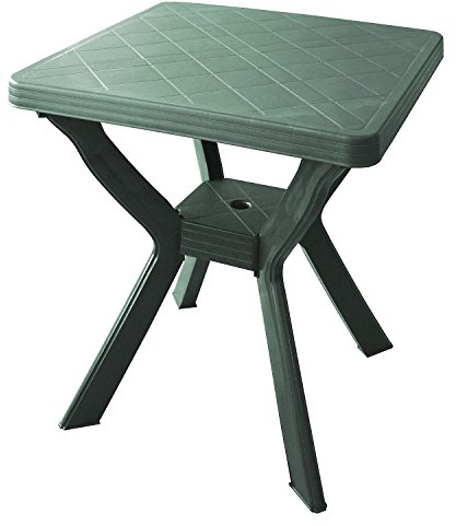 INDA-Exclusiv Klassicher Kunstoff Gartentisch - Bistrotisch - B 70 x L 70cm Höhe 72cm - Grün - Balkontisch - Gartentisch - Terassentisch - Cafetisch Witterungsbeständig