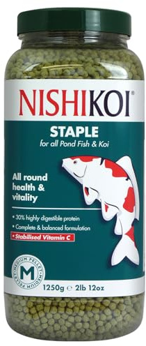 Nishikoi Staple Complete Koi Food Pellets for Pond Fish for All Round Health and Vitality - Medium, 1250 g