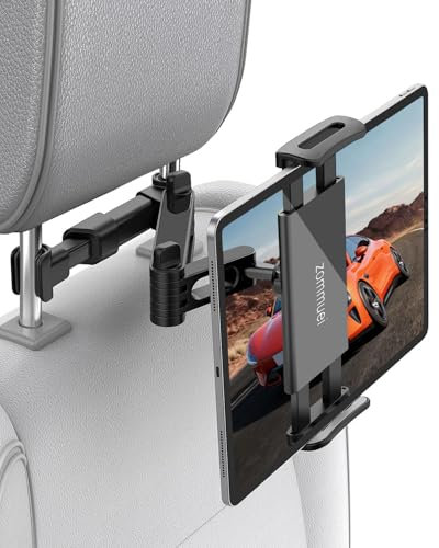 Zommuei Soporte Tablet Coche,Soporte Reposacabezas Asiento Trasero para automóvil 360°Rotación Soporte de Montaje Extensible para iPad Air Mini 2 3 4,Pad 2018 Pro 9.7,10.5, Tableta de 4.4-13.6 Pulgada