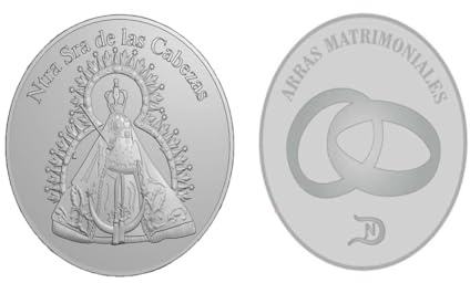 Arras de la Vírgen de las Cabezas, con saquito de satén y Estuche.