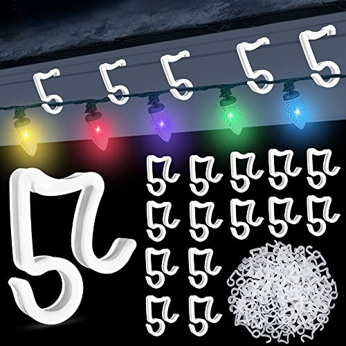 GOLRISEN Gutter Hooks,100 Piece Gutter Clips for Lights,Plastic Light Gutter Hang Clips Cute Shape Outdoor Hang Hooks for Christmas Xmas Party Decoration Hanging Outside String Lights