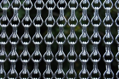 La Tenda Türvorhang XL ALUSAX 6 Raumteiler Fliegenvorhang Kettenvorhang Dekovorhang Silber, Maße:140 x 230 cm