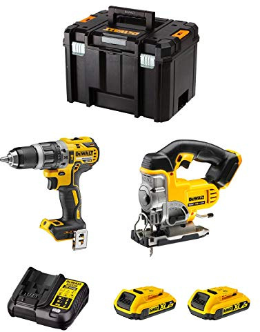 Kit DWK200 (Schlagbohrschrauber DCD796 + Pendelhub-Stichsäge DCS331 + 2 Batterien 2,0 Ah + Ladegerät + TSTAK VI)