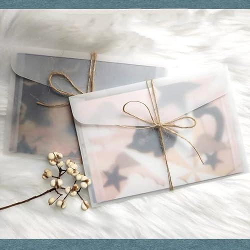 Confezione da 30 buste traslucide da 12,7 x 17,8 cm, in pergamena bianca trasparente, senza scritte, per partecipazioni di nozze, inviti a feste, biglietti di auguri, cartoline, foto