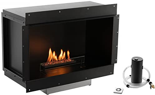 Planika Senso Fireplace Bruciatore a Bioetanolo con Pannello in Vetro - Durata 4,5 ore - Capacità 1,3 litri - Alimentazione 230V - Solo per Uso Interno - Realizzato in Acciaio Zincato - Sans Fumo