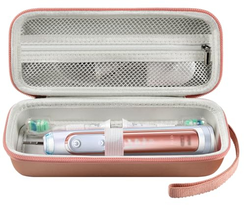 Boobowl Zahnbürsten-Reiseetui für Philips Sonicare/für Oral-B Pro | Fixierband und Netztasche für Griff, Bürstenköpfe und Zahnpasta, für Pendler und Urlauber, ohne Geräte und Zubehör- Gold