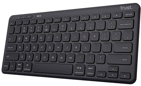Trust Lyra tastiera Ufficio USB + RF Wireless + Bluetooth Tedesco Nero (LYRA COMPACT WIRELESS KEYBOARD - DE) - Versione Tedesca