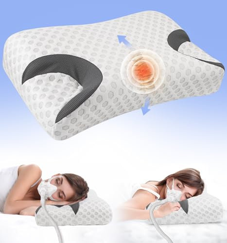 Hypuno CPAP-Kissen für Seitenschläfer reduziert Luftauslässe und Druck der Maske - Memory Foam Kissen geeignet für Schlafapnoe und CPAP-Maskenbenutzer - Nackenstützkissen für Seite, Rücken und Bauch
