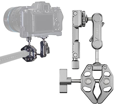 SIRUI Alien Series Magic Arm mit Super Clamp Crab, Krabbenförmige Klemmstativ Kamera mit 1/4 Zoll 3/8 Zoll-16 Löcher für GoPro Kamera LED Videoleuchte Gelenkarm Monitor, Silber (MA-GS)