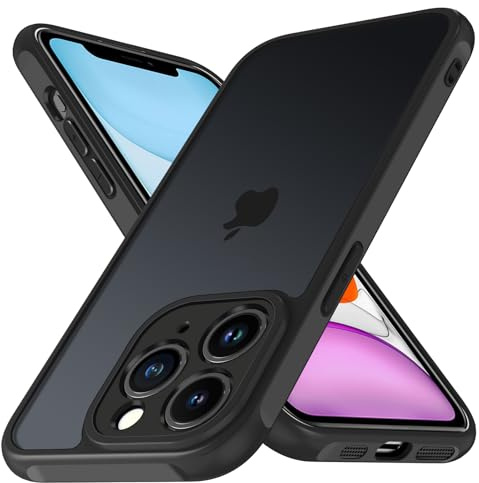 ivoler Hülle für iPhone 11 Pro 5.8 Zoll, [Vollständiger Kameraschutz] [Militärstandard] Stoßfest Handyhülle, Matt Durchscheinende Rückseite Anti-Fingerabdruck Schutzhülle Case (Schwarz)