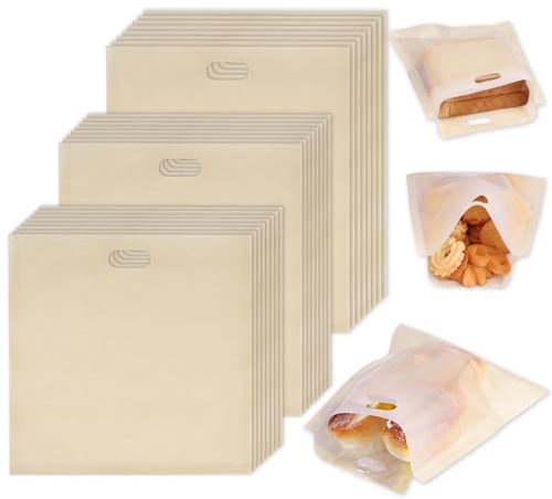 VGOODALL 24 Pack Reusable Toaster Bags, 3 Sizes Grilled Cheese Bags Non Stick Heat Resistant Easy to Clean for Toast Panini Cheese Sandwiches