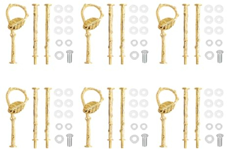 Koomuao Etageren Stangen Set 6 Pack Vintage Metallstange Etageren Stangen,Etagere Bausatz Stangen für Geburtstag Hochzeitstorte Tortenständer 3 Etagen (Gold)