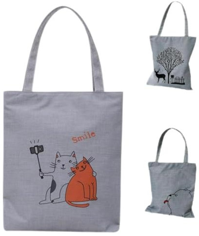 Norsenvia 3 Stücke Einkaufstasche mit Reißverschluss und Innentasche Kinder Geschenktasche Student Tragetasche Faltbare Wiederverwendbare Einkaufsbeutel Shopper