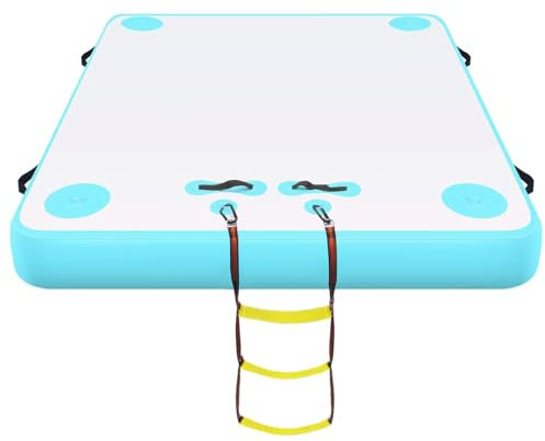 Gueploer Grand Lit Gonflable Portatif d'air D'île De Coussin Flottant avec L'échelle De Corde Île Gonflable De Dock De Lac pour L'amusement De Piscine De Rivière De Lac,6.6Ft/2M*8.2Ft/2.5M,White