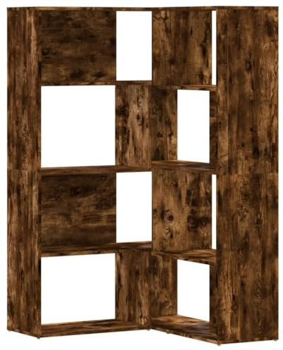 vidaXL Eck-Bücherregal 4 Etagen Räuchereiche 85x85x140cm Holzwerkstoff