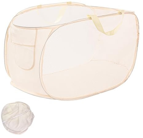 Fervalyna Portabiancheria, Cesta Biancheria Sporca, Biancheria Pieghevole, Portabiancheria Pieghevole, per la Biancheria Hamper, Cesta Bucato Pieghevole per Lavanderia, Bagno(Beige)