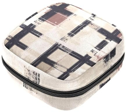 Borsa per il primo ciclo mestruale per ragazze e donne, motivo a scacchi, borsa per assorbenti igienici, borsa per coppette mestruali, porta tamponi mestruali femminili