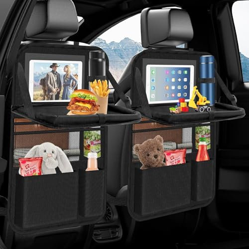 SZPXXX 2 Stück Autositz Organizer für VW Transporter T5 Bus (2003-2015), Rücksitz Organizer mit Faltbar Tisch,Tablet/Telefon Aufbewahrung,Kinderspielzeug-Aufbewahrung