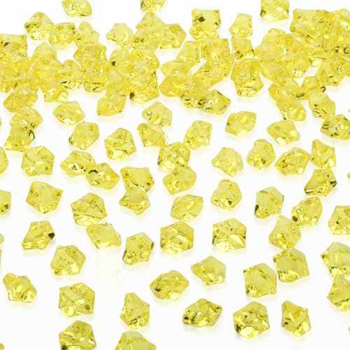 500 Stück Gelb Acryl 14 mm Diamanten, Edelsteine für Kinder mit Box | AWARDSEN Gelb Edelsteine für Vasenfüller, Tischdeko, Party, Aquarium, Schatzsuche, Sandkasten, Kunsthandwerke Deko