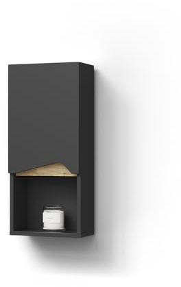 Livinity Badschrank Timavo, Anthrazit, 30 x 67 cm | mit Tür und offenem Fach