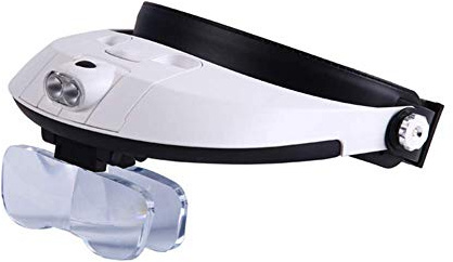 CVNIMV Lente d'Ingrandimento per Cuffie, Occhiali da Vista con Fascia illuminata a LED, Visiera con 5 Lenti Regolabili, Lenti d'Ingrandimento Professionali a Mani libere montate sulla TES
