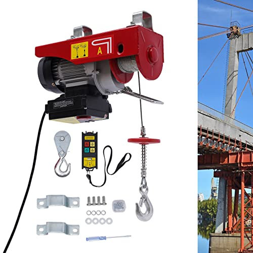 Elektrische Hebezeuge mit Kabelloser Fernbedienung und Hebegurten Elektrische Winde, 510W Elektrische Seilwinde, 100kg bis 200kg Hubhöhe 6-12m Seilzug Motorwinde