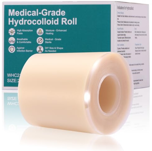 Hydrokolloid Pflaster Rolle 5cm*500cm Selbstklebender Hydrokolloid Wundpflaster Wasserfestes Atmungsaktive Hautfreundlich Wundauflagen