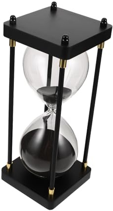 Amosfun Glass Sand Timer Retro Hourglass Timer for Office Home Elegant Decorative Hourglass with Black Sand Stylish Management Tool and Vintage Glass Ornament