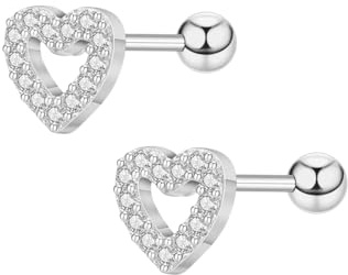 Örhängen silver 925, glitter små örhängen zirkonplugg, allergivänliga piercing öra silverörhängen damer studs presenter till födelsedag mors dag jul skördefest, 1 Paar, Silver