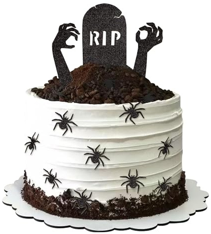 Blumomon 24Pcs Happy Halloween Cake Toppers Spider Cake Decoration Picks Halloween Theme Birthday Anniversary Babyshower Party Supplies