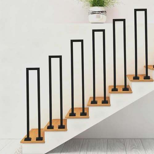 Treppengeländer Innen Weiss, Treppengeländer U Form 90cm, Geländer Treppe Innen, Handlauf Schwarz aus Metall, Treppenhandlauf Innen für Balkon Terrasse Veranda. (Vertikal schwarz, 45CM)