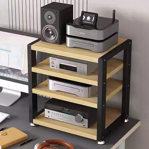RENLXFI Mueble Equipo HiFi Soporte para Tocadiscos De 4 Niveles De 48 Cm De Alto, Estante para Amplificador HiFi, Torre De Audio para Reproductor De CD De Audio(Black-B)