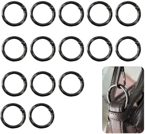 15pcs 33mm karabiner rund Schwarz, Robuste Zinklegierung, für Schlüsselanhänger, Taschen und DIY Schmuckhandwerk – Vielseitig Einsetzbar und Langlebig