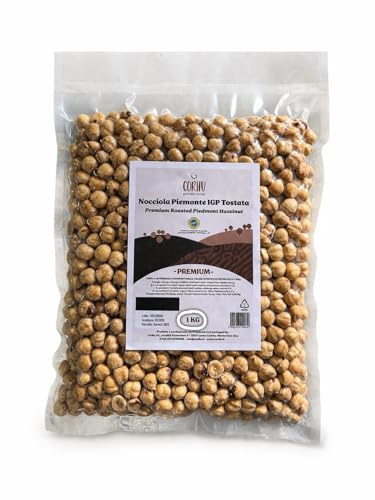 Corilu Nocciole Tostate Intere Piemonte IGP - Frutta Secca Snack Fonte di Fibre, Vitamine ed Antiossidanti - PREMIUM Nocciole Piemonte Igp Sgusciate Sacchetto Sottovuoto 1 kg