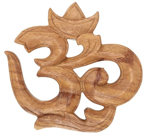 GURU SHOP Geschnitztes Wandbild Deko Wandrelief Om - 14x15x2 cm