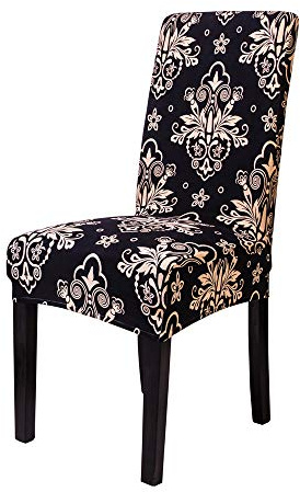 Chickwin Chickw1 Stuhlhussen 2/4/6/10 Stück, Elastischer Stuhlbezug Abnehmbare Waschbar Für Hochzeit, Hotel, Bankett, Partys Deko Universal Modern Einfarbig Stuhlhussen (6 Stück,Schwarzes Gold)