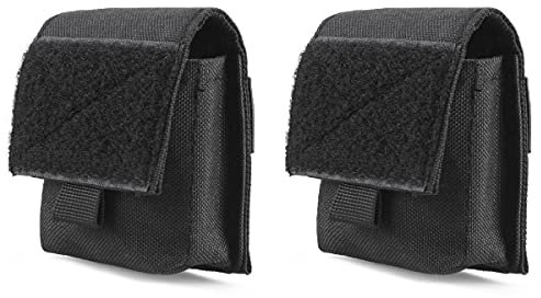 Azarxis Taktische Zigarettenetui, Molle Kleine Tasche für mehrere Zwecke, Militärtasche für Camping Wandern Jagd (Schwarz - 2 Stück)