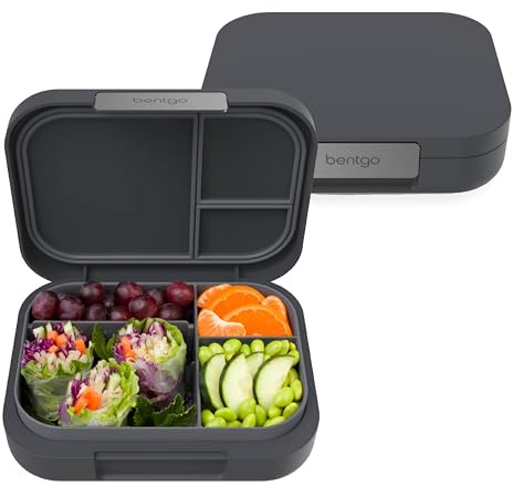 Bentgo® Modern - Leak-Resistant Bento Lunch Box For Adults, Teens, & Larger Appetites; Reusable BPA-Free Meal Prep Container with 3 or 4 Compartments, Dishwasher/Microwave Safe; 5 Cups (Dark Gray)