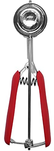 Hoshen Baking Biscuit Scoop, Stainless Steel Biscuit Dough Scoop, Durable Cantaloupe Ball Scoop, Labor-Saving Ice Cream Scoop, Meatball Scoop，Diameter 4CM，Red
