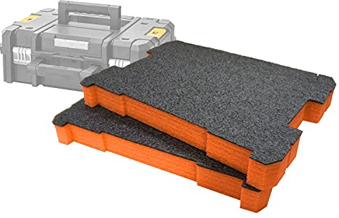 Shadow Foam Insertos de espuma TSTAK/ProStack [Paquete doble de 50 mm naranja] Insertos de espuma fáciles de despegar para cajas DeWalt TSTAK y Stanley ProStack