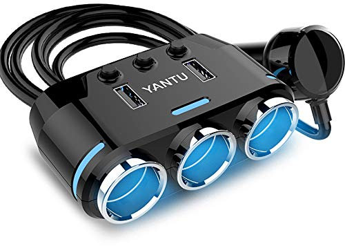 YONGYAO Adattatore per Splitter Presa di Corrente a Doppia Funzione per Caricabatterie Automatico per Auto a 3 Vie con Porta USB