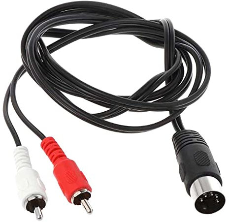 1pcs 0.5M/1.5M 5 Pin Din Male to 2 RCA Male Audio Video Adapter Cable Wire Cord Connector Suitable for DVD Player,1.5m