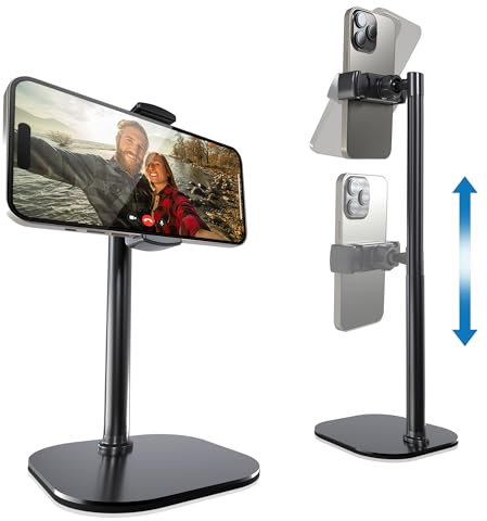 COOPER ChatStand, Support Telephone pour Bureau Réglable, Support iPhone Bureau, Trepied iPhone Filmer, Trépied Téléphone Table, Porte Telephone Pour Samsung et Smartphones Android - Noir Nuit